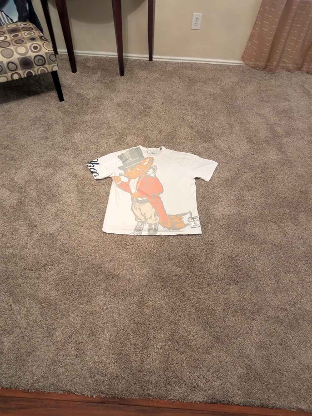 AKOO T-Shirt Mens XL White Fox Graphic Tee Top Hat Gentleman Streetwear